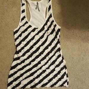 Black and white ruffle tank
